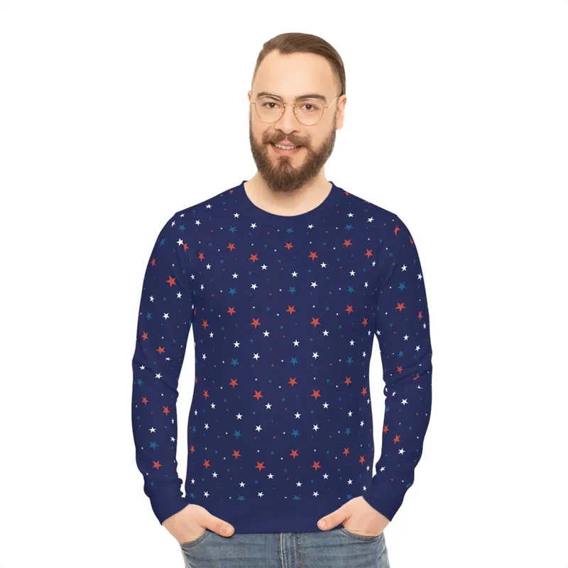 American Patriotic Stars Sweatshirt Blue