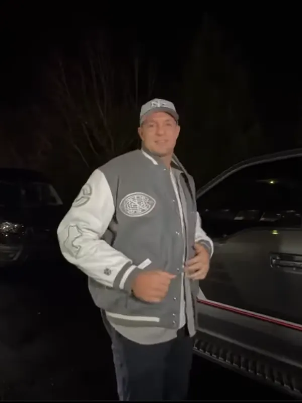 New England Patriots Rob Gronkowski Varsity Jacket Gray 2025