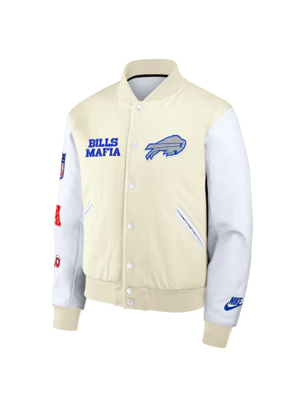 White Nike Mens Buffalo Bills 2025 Rivalries Varsity Jacket