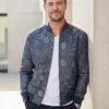Chris Hemsworth Inspired Navy Paisley Varsity Jacket
