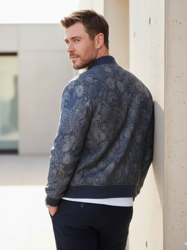 Chris Hemsworth Inspired Paisley Varsity Jacket
