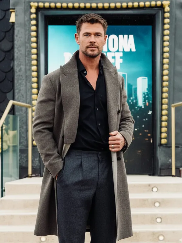 Crime 101 Chris Hemsworth Inspired Grey Wool Overcoat