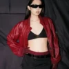 Jennie Blackpink Singapore Tour Leather Jacket Red