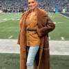 Kristin Juszczyk SF 49ers Off Season Shearling Coat Brown 2026