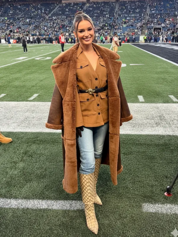 Kristin Juszczyk SF 49ers Off Season Shearling Coat