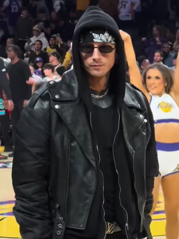 MGK Los Angeles Lakers Game Leather Jacket 2025