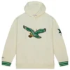 NFL Mitchell & Ness Cream Philadelphia Eagles Chainstitch Retro Hoodie