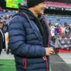 Zac Efron New England Patriots Sideline Puffer Jacket Blue 2026