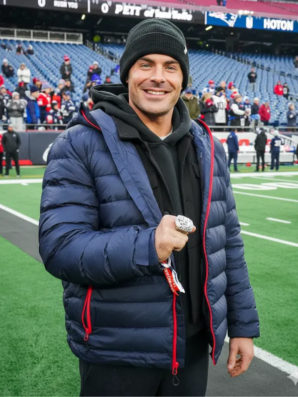 Zac Efron New England Patriots Sideline Puffer Jacket